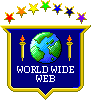 A pixel banner displaying the Earth. It reads; WORLD WIDE WEB.